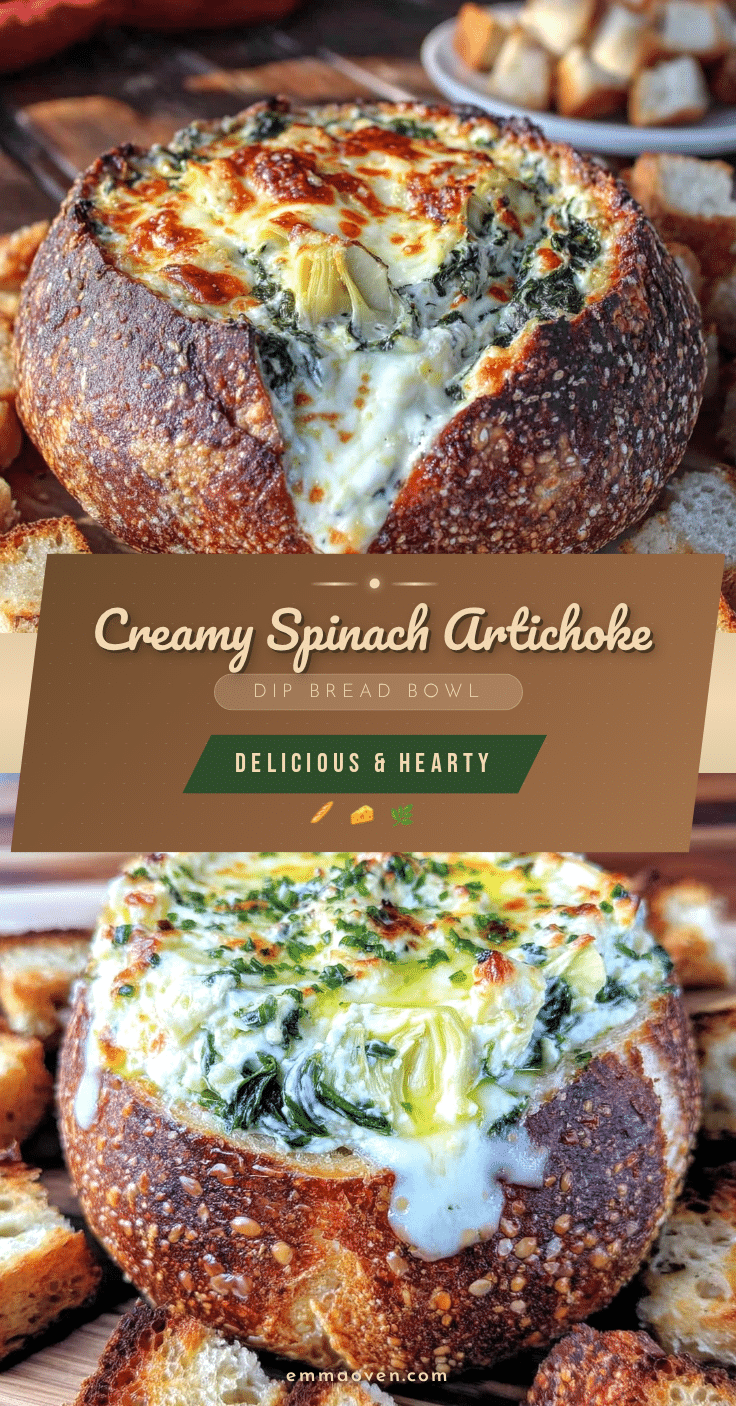 creamy spinach artichoke dip bread bowl recipe