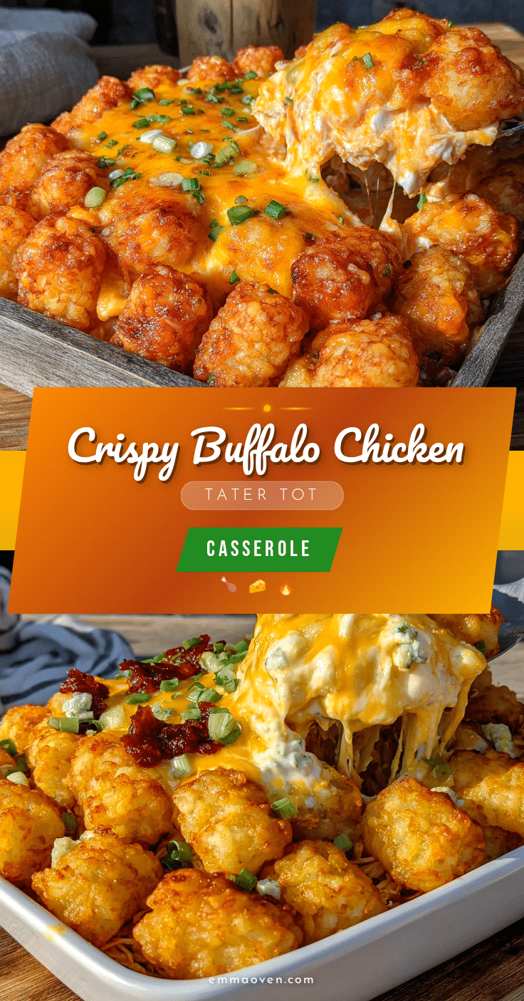 Crispy Buffalo Chicken Tater Tot Casserole recipe
