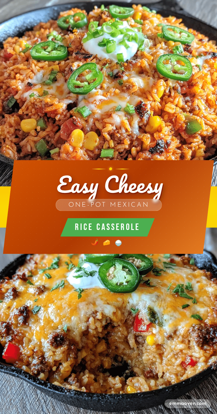 easy cheesy one-pot Mexican rice casserole recipe