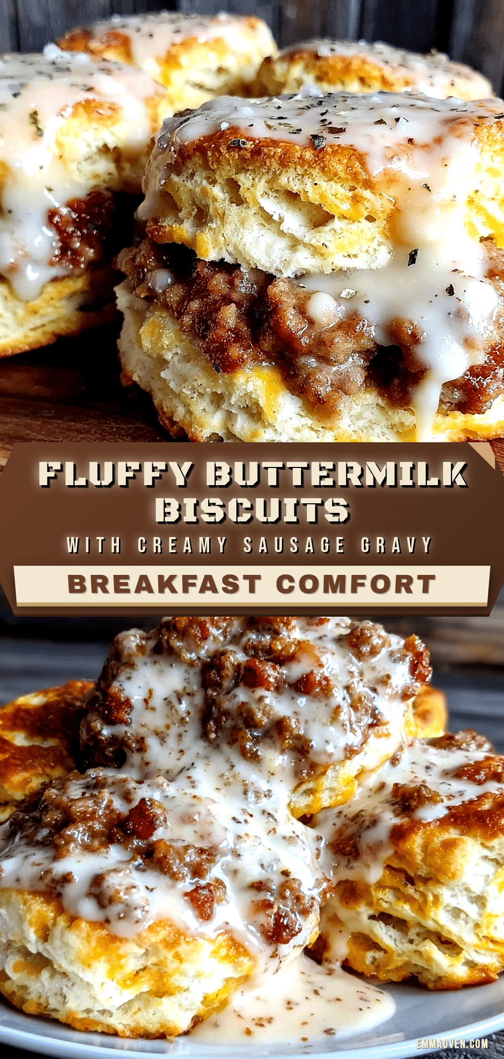 buttermilk biscuits with creamy sawmill sausage gravy recipe