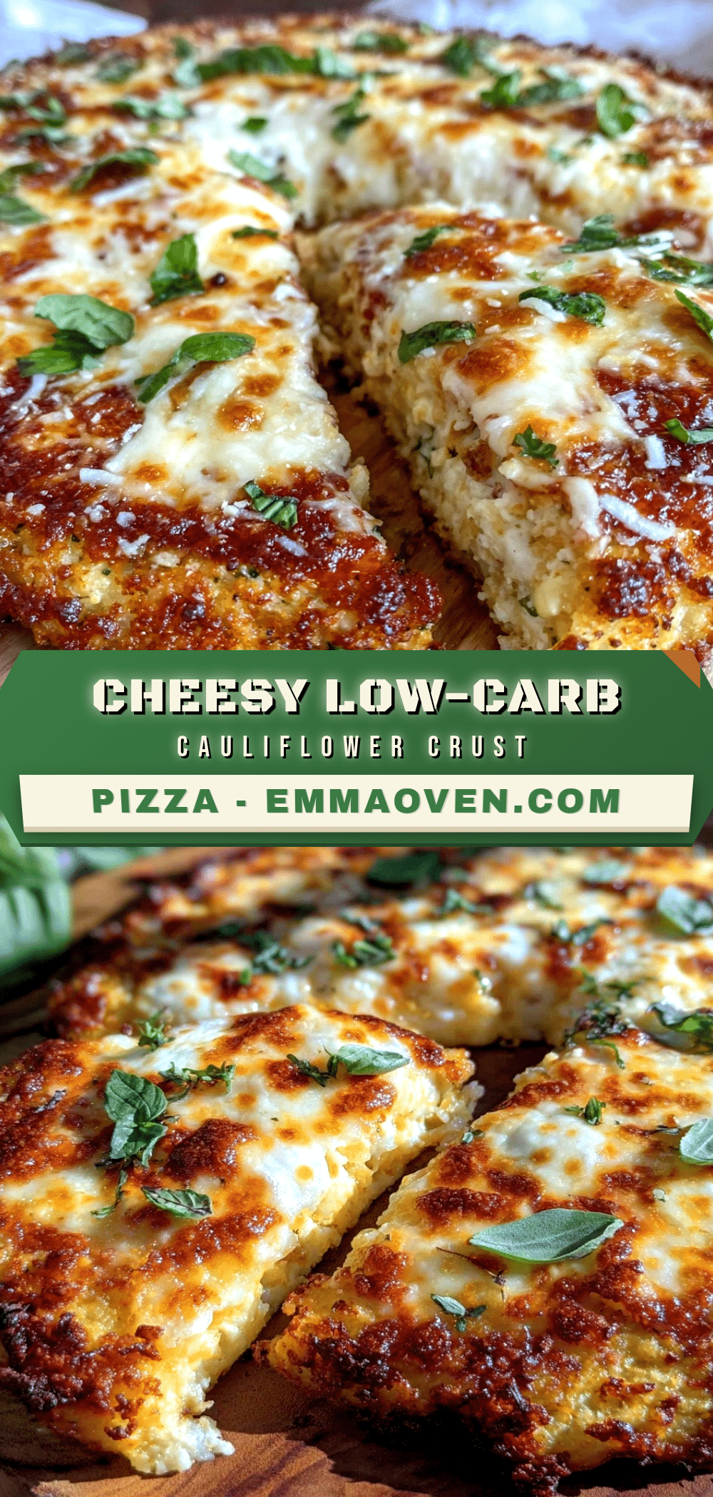 cheesy low-carb cauliflower crust pizza recipe