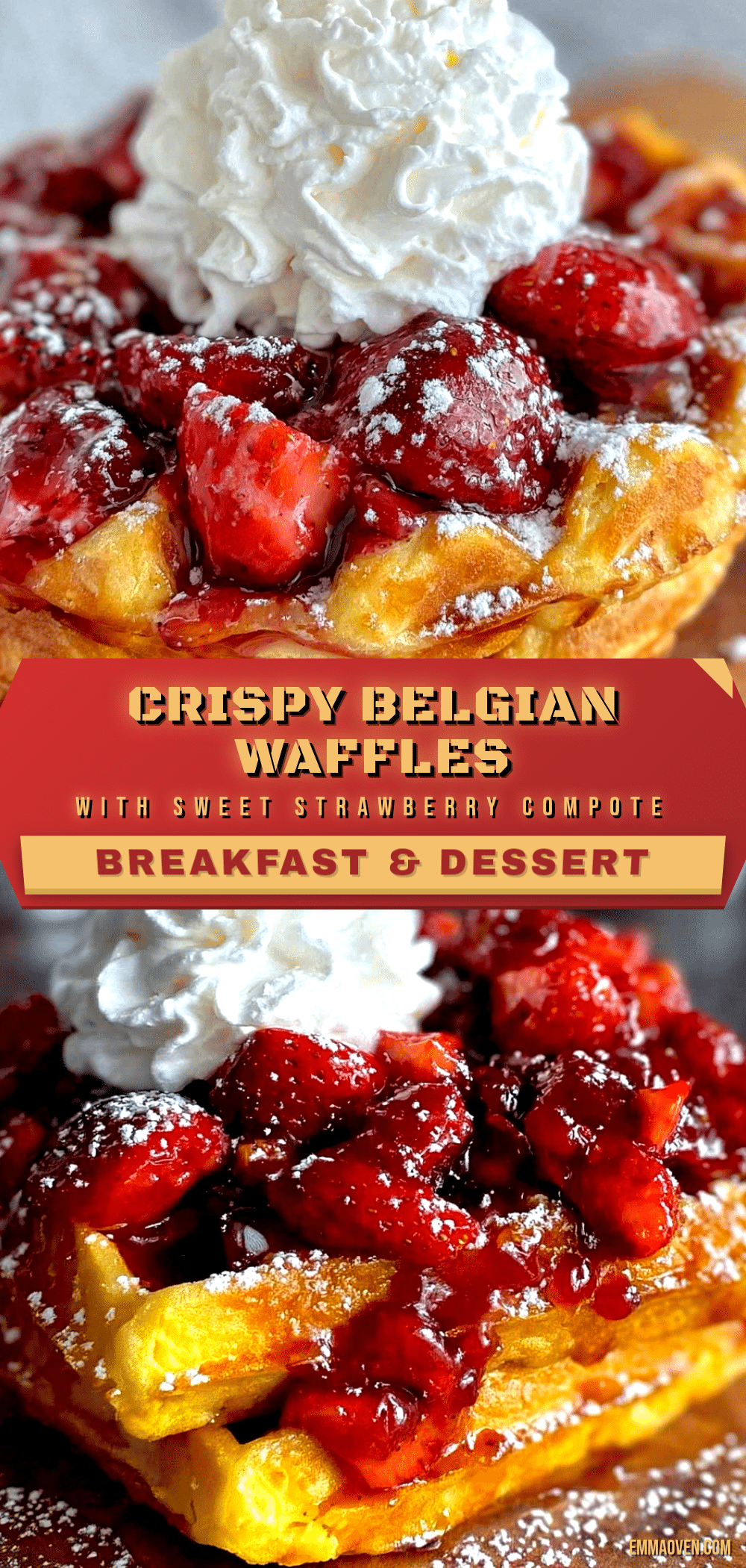 crispy Belgian waffles with sweet strawberry compote recipe