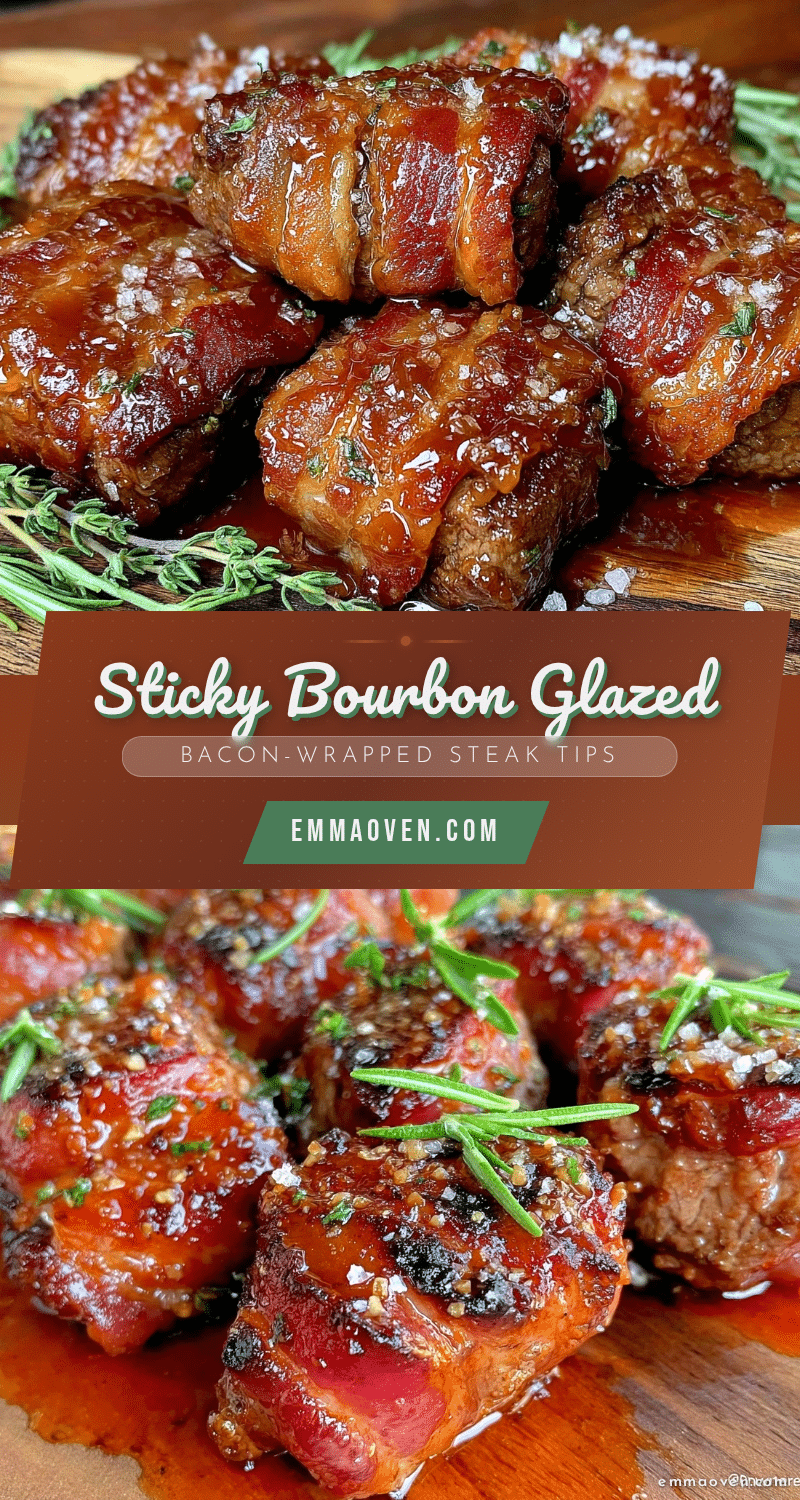 bourbon glazed bacon-wrapped steak tips recipe