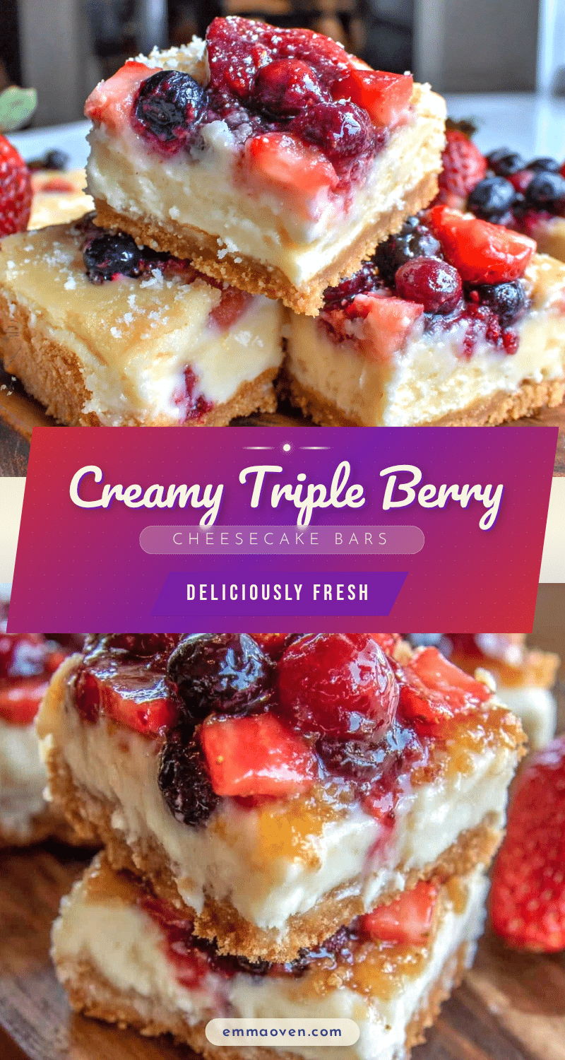 creamy triple berry cheesecake bars recipe