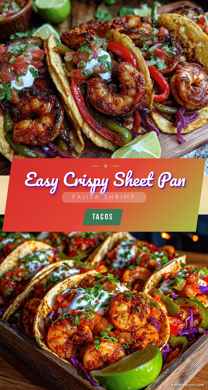 easy crispy sheet pan fajita shrimp tacos recipe