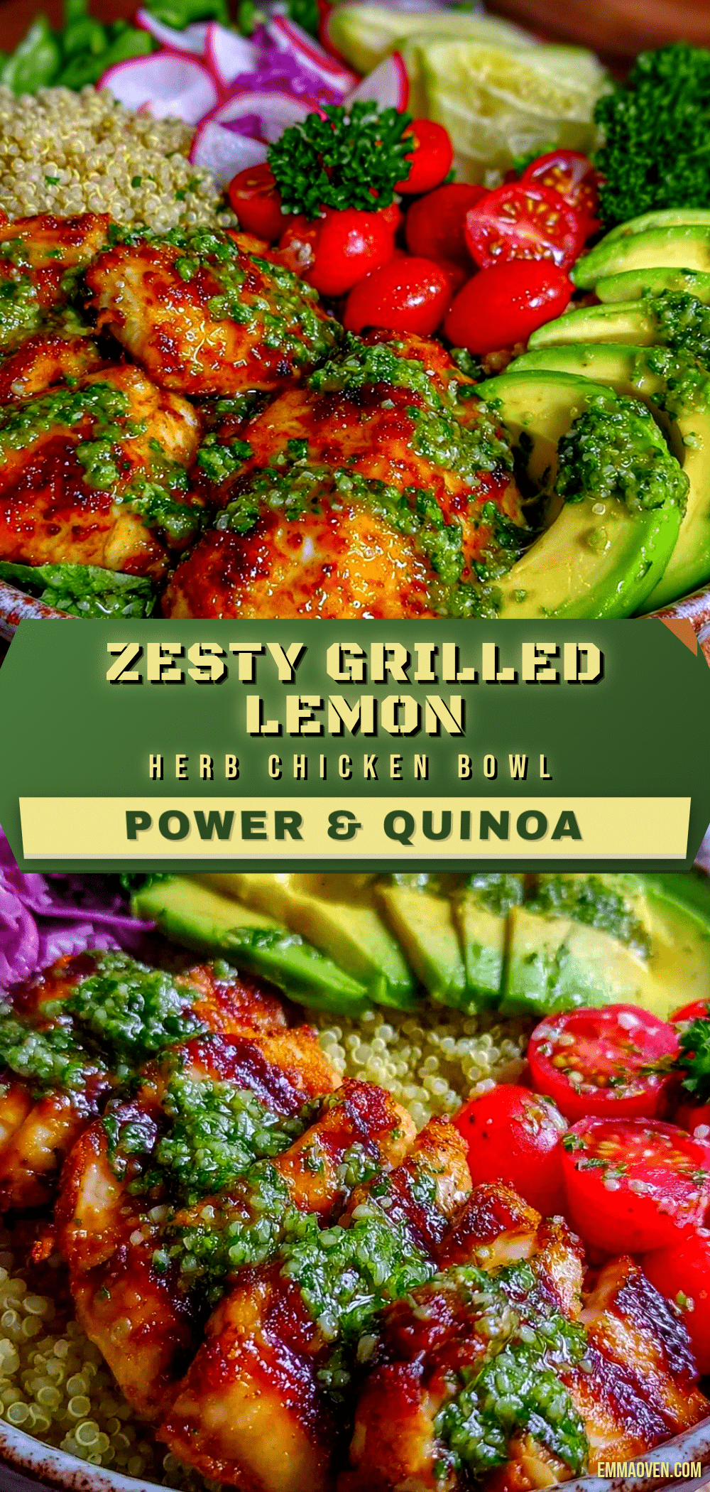 Fresh Grilled Lemon Herb Chicken Power Bowl recipe