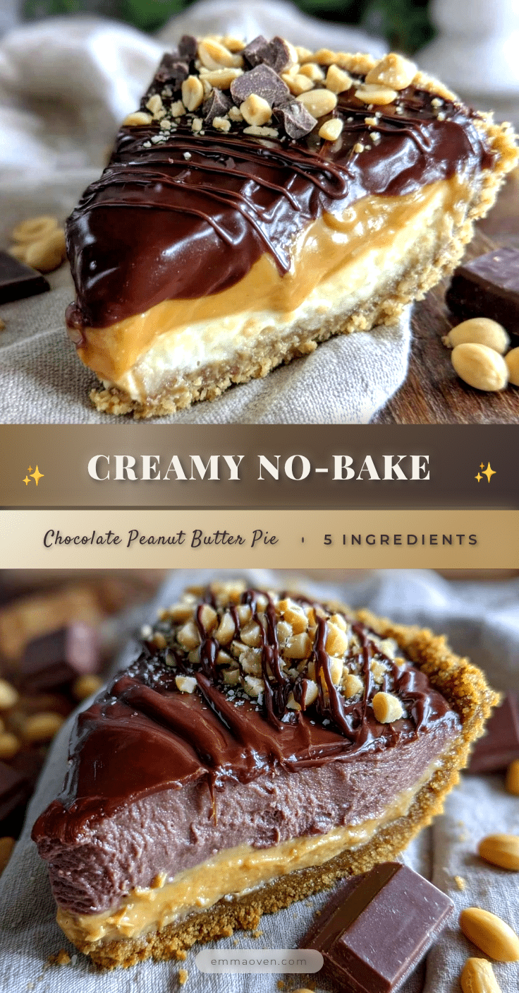 creamy no-bake chocolate peanut butter pie recipe