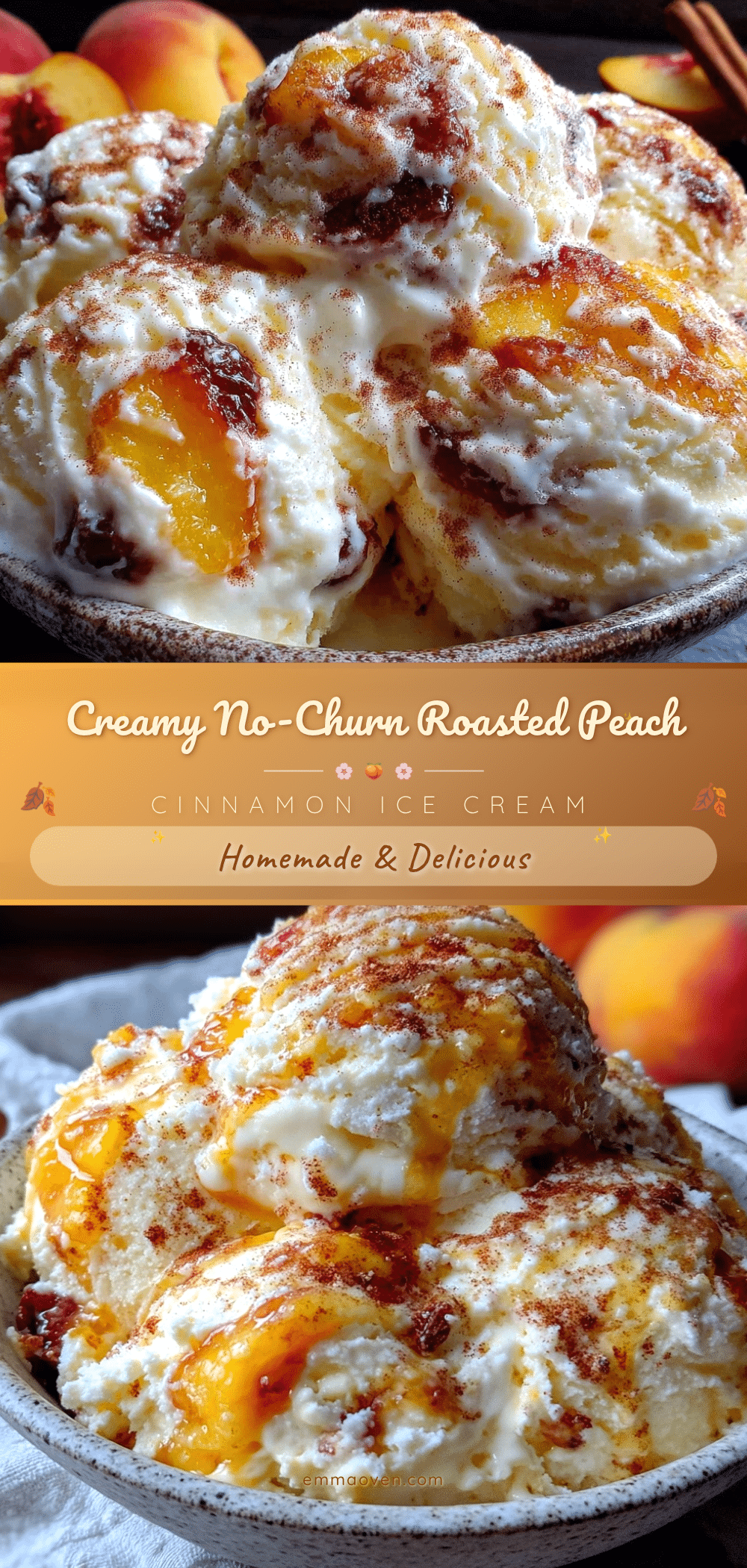 creamy no-churn roasted peach ice cream recipe