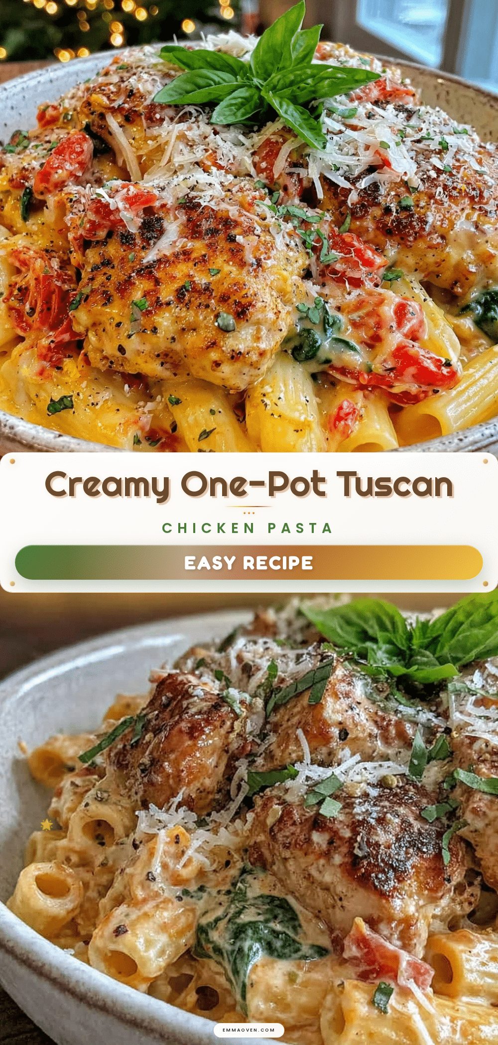 creamy one-pot tuscan chicken pasta recipe