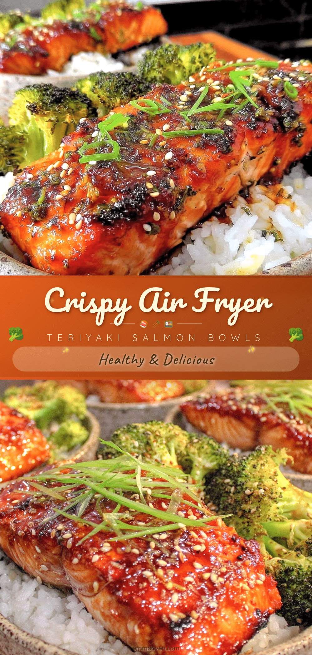 crispy air fryer teriyaki salmon bowls recipe