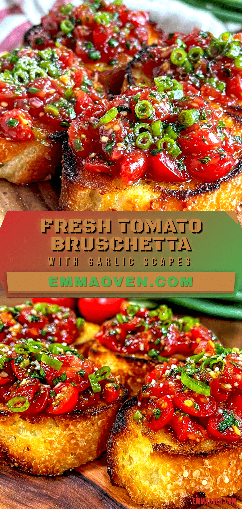 fresh bruschetta with tomatoes and garlic scapes recipe