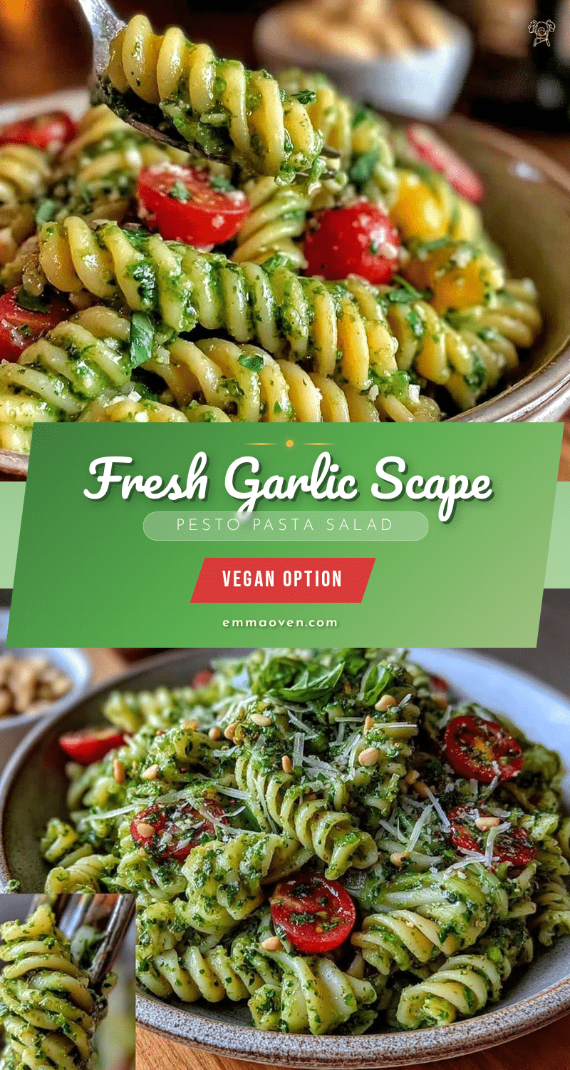 fresh garlic scape pesto pasta salad recipe
