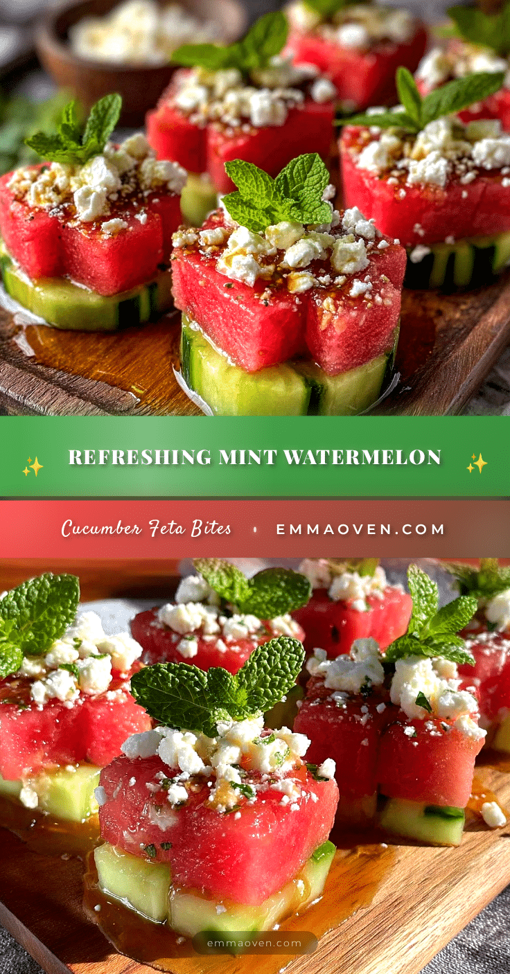 fresh mint watermelon cucumber feta salad bites recipe