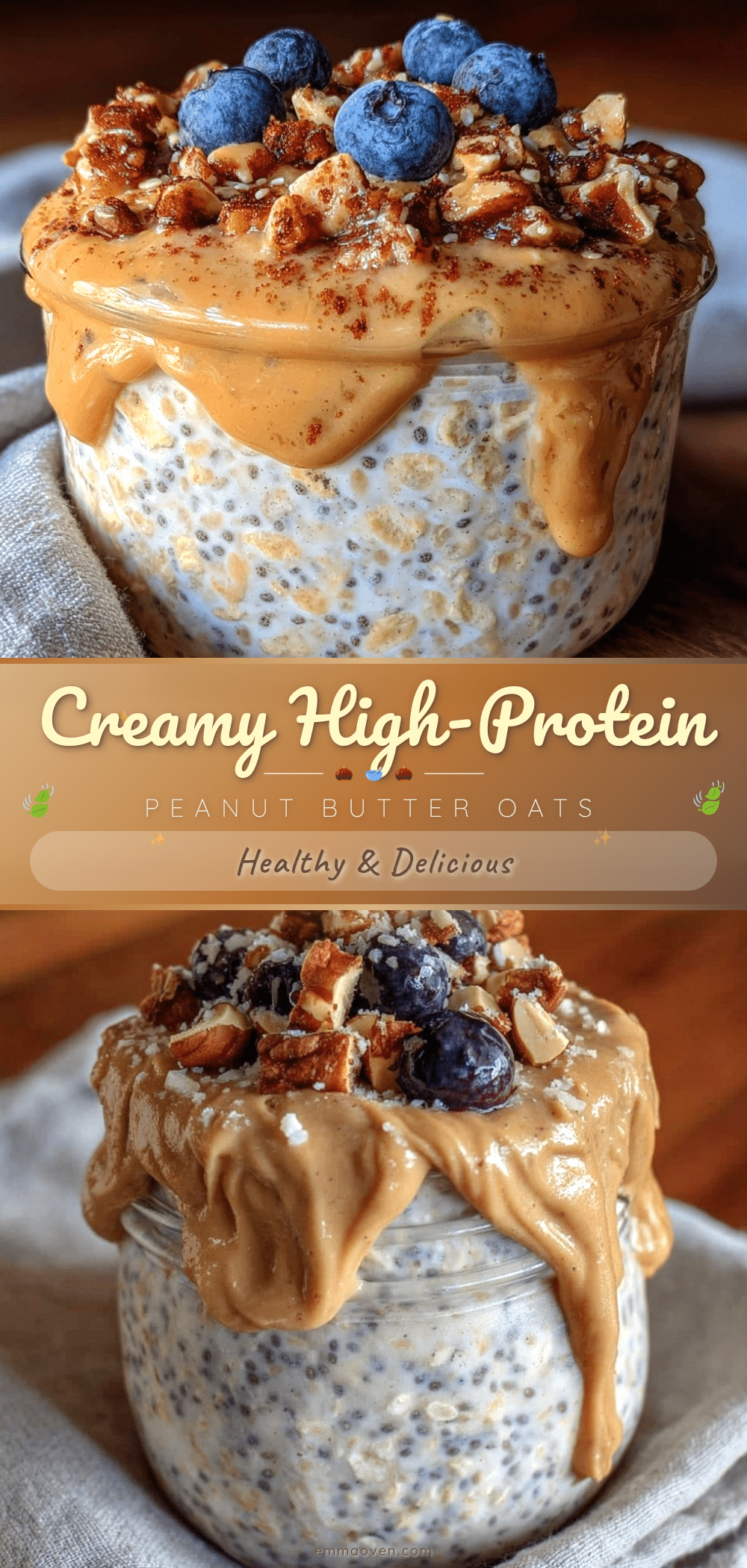 healthy high-protein overnight oats with peanut butter recipe