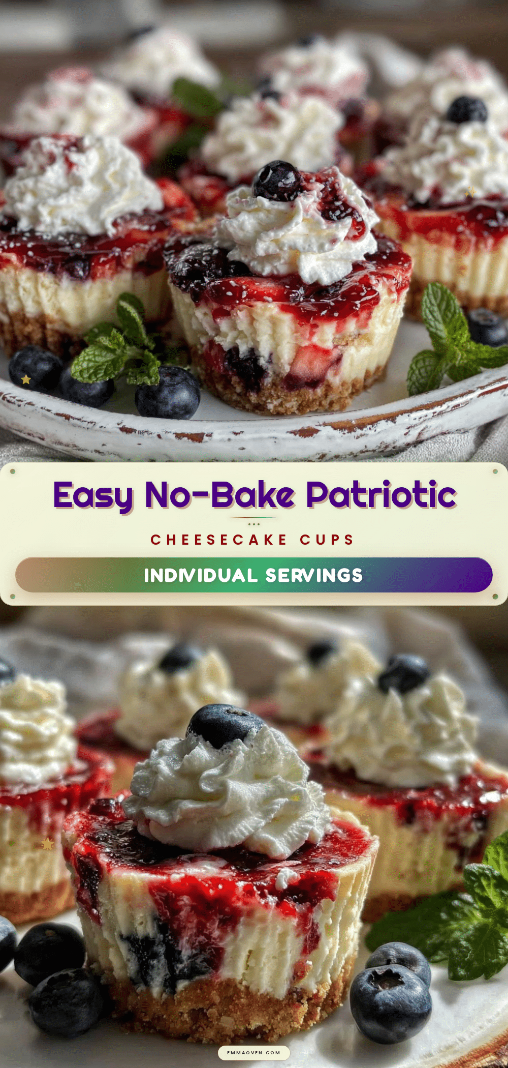 no-bake patriotic cheesecake cups recipe