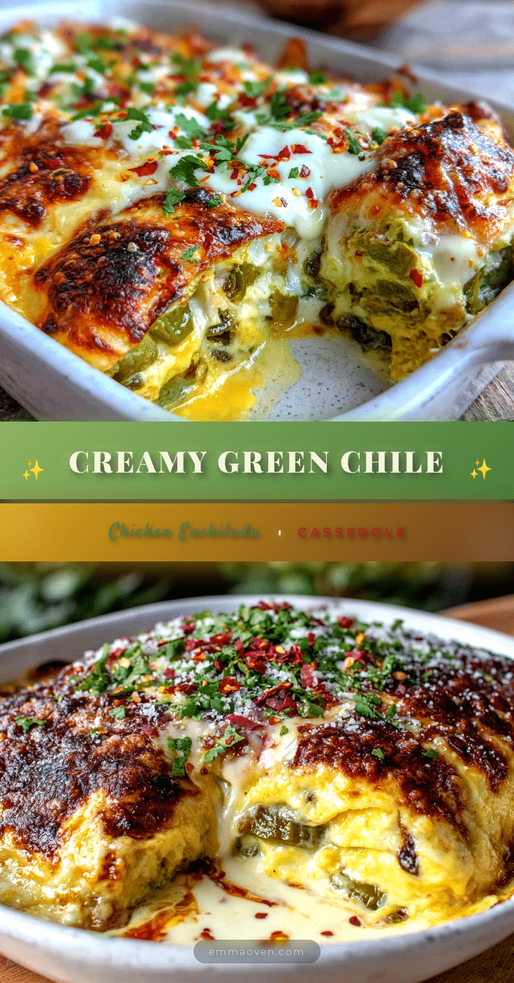 creamy green chile chicken enchilada casserole recipe