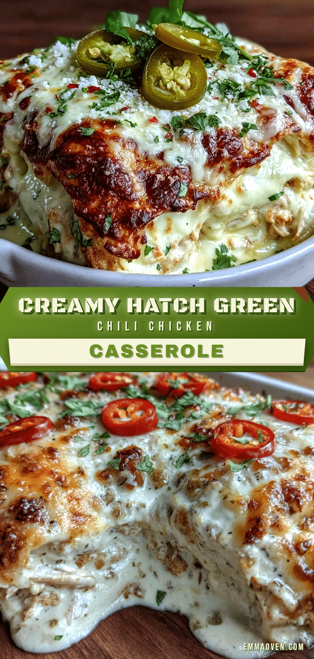 creamy hatch green chili chicken enchilada casserole recipe