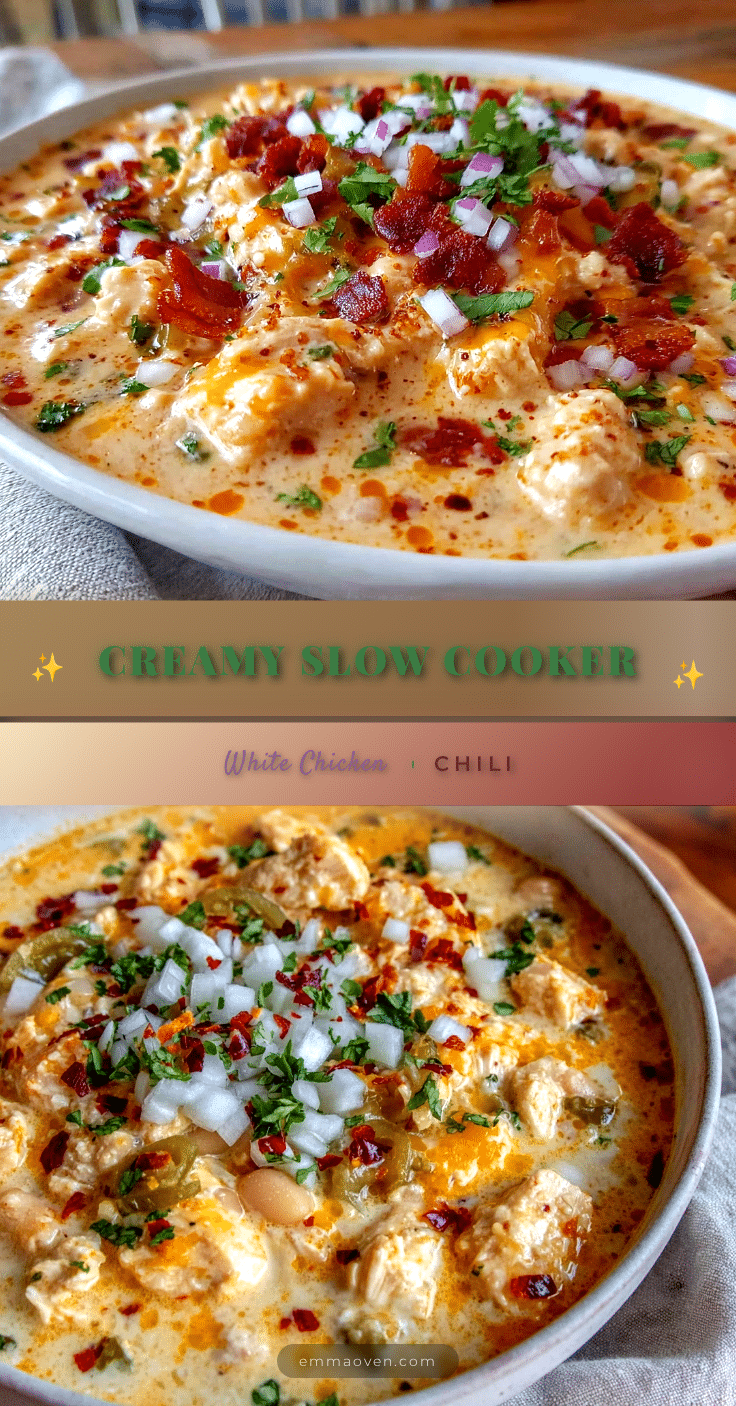creamy slow cooker white chicken chili recipe