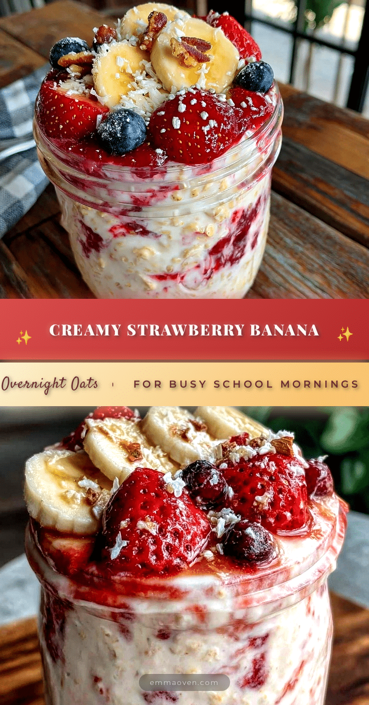 creamy strawberry banana overnight oats recipe