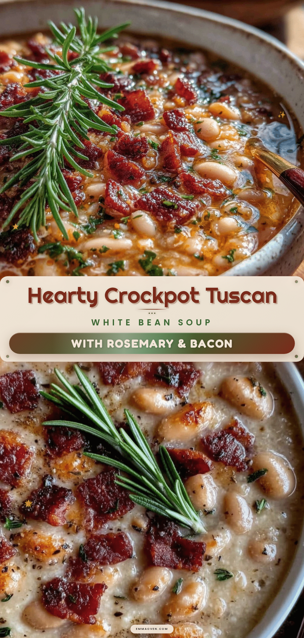hearty crockpot Tuscan white bean soup recipe