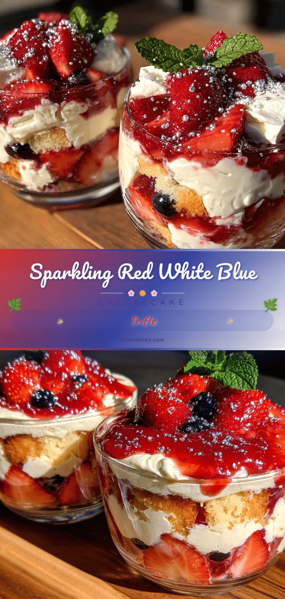 sparkling red white and blue strawberry cheesecake trifle recipe