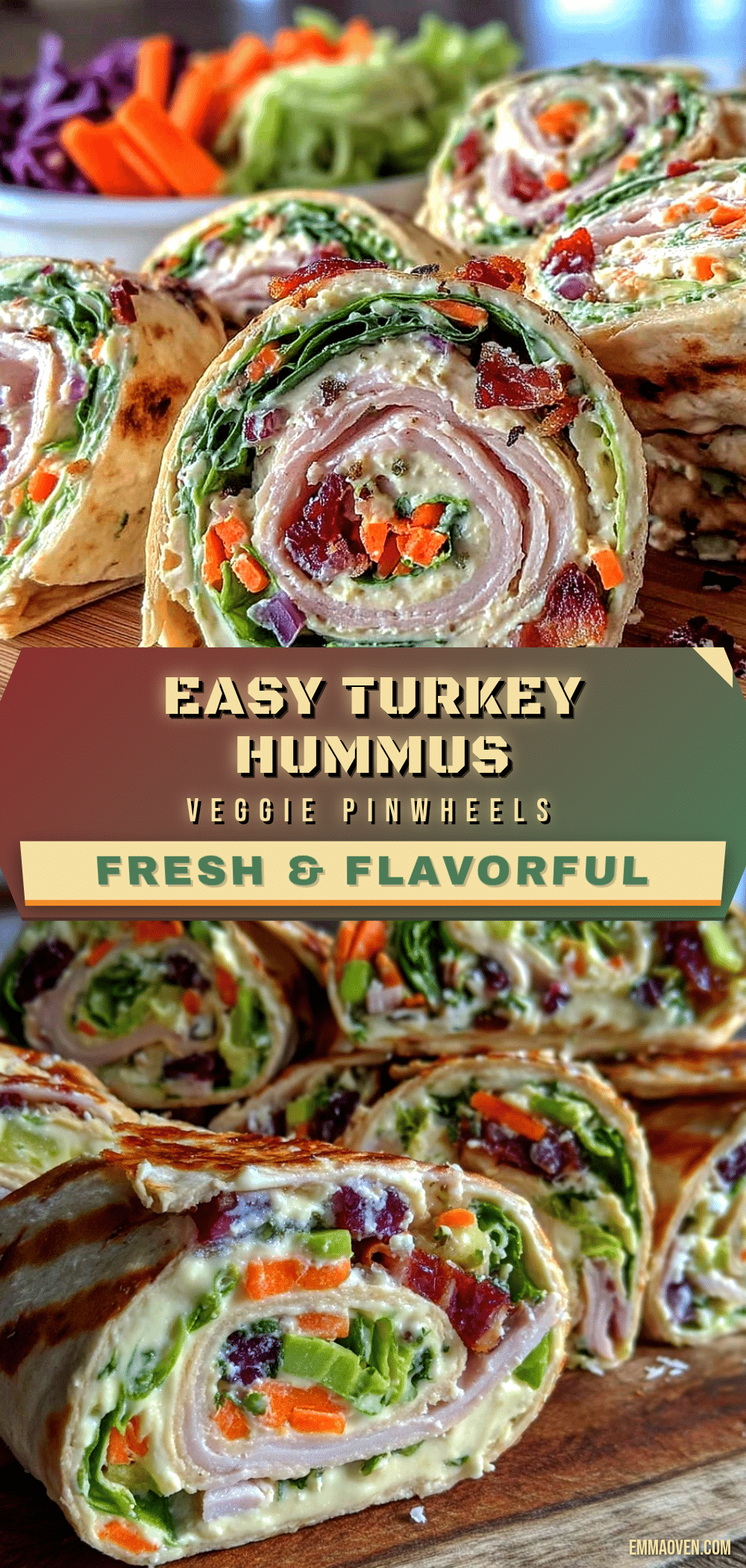 turkey hummus veggie pinwheel wraps recipe