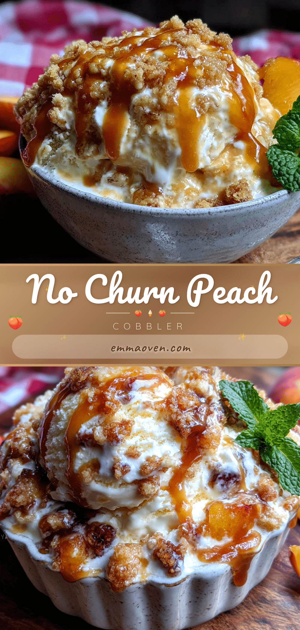 no-churn peach cobbler ice cream recipe