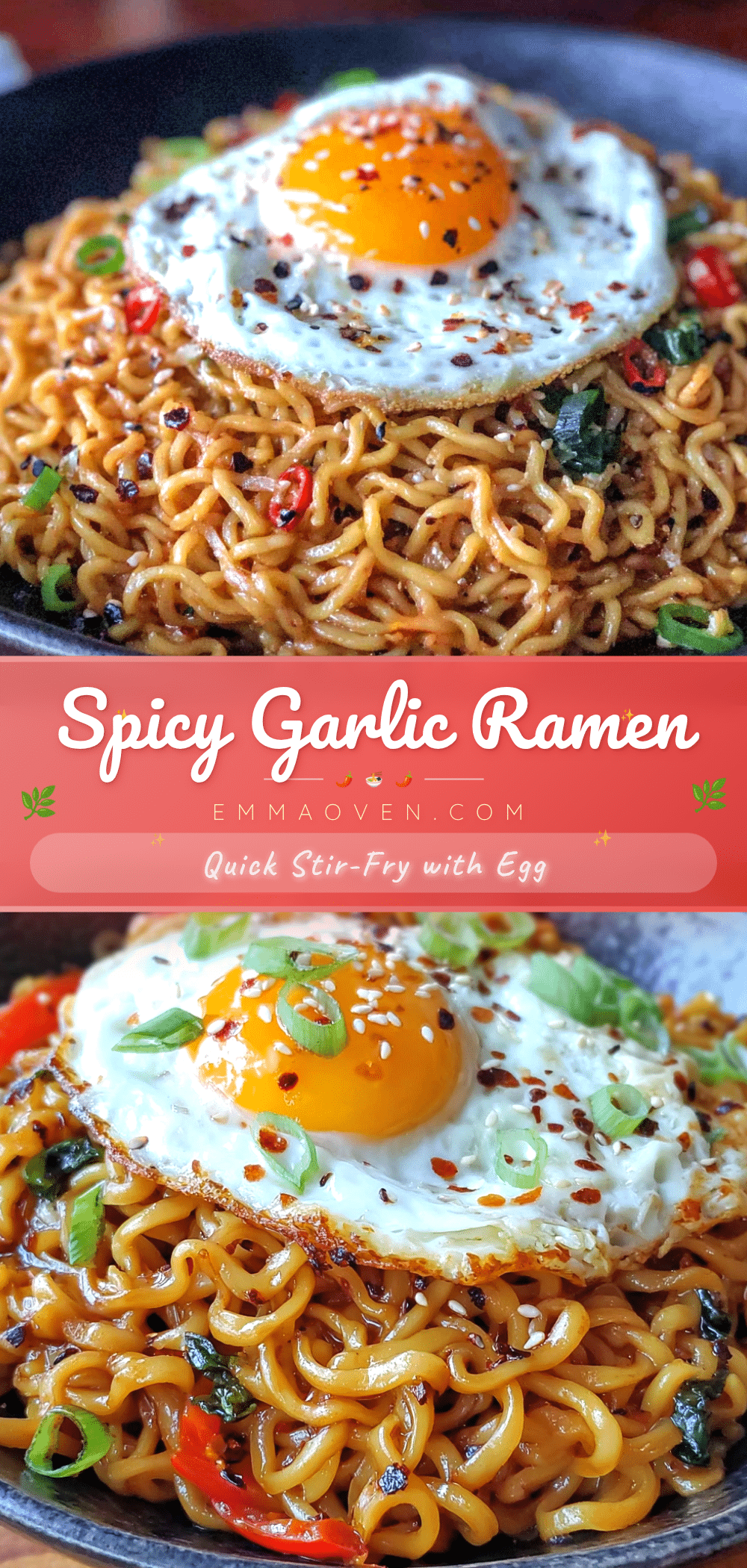 quick spicy garlic ramen stir-fry with egg recipe