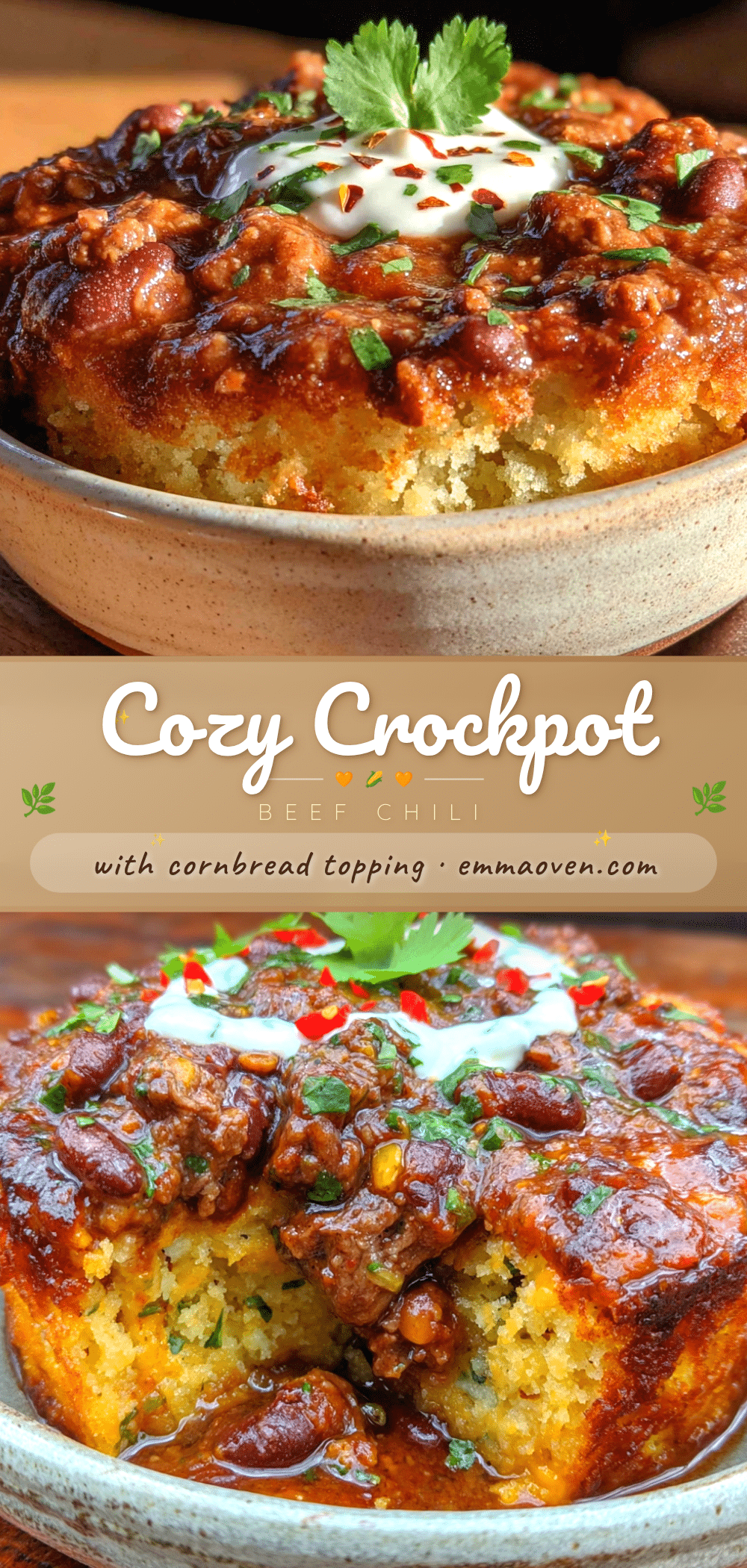 cozy crockpot beef chili with cornbread topping recipe